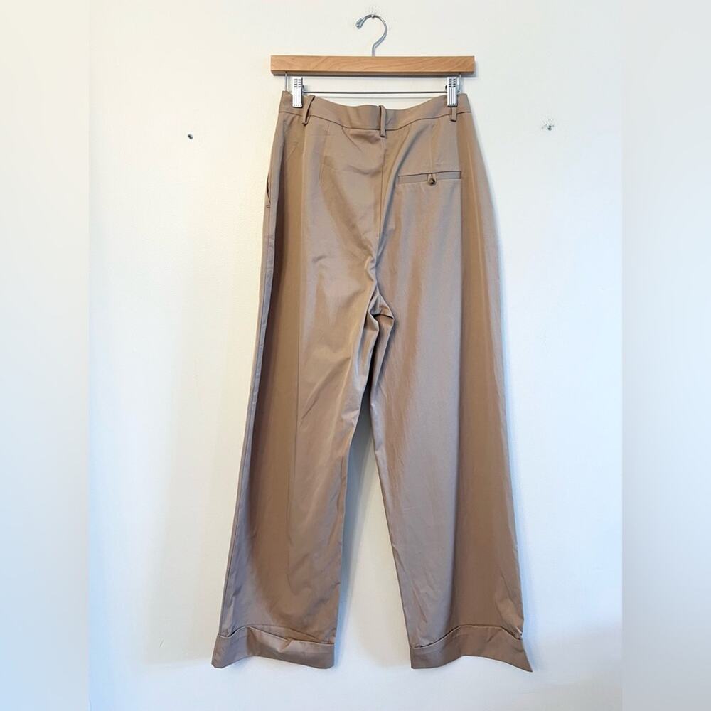 ZARA Women's Size Small Light Brown Wide-Leg Satin Trousers High-Waisted Pants S - Picture 8 of 12
